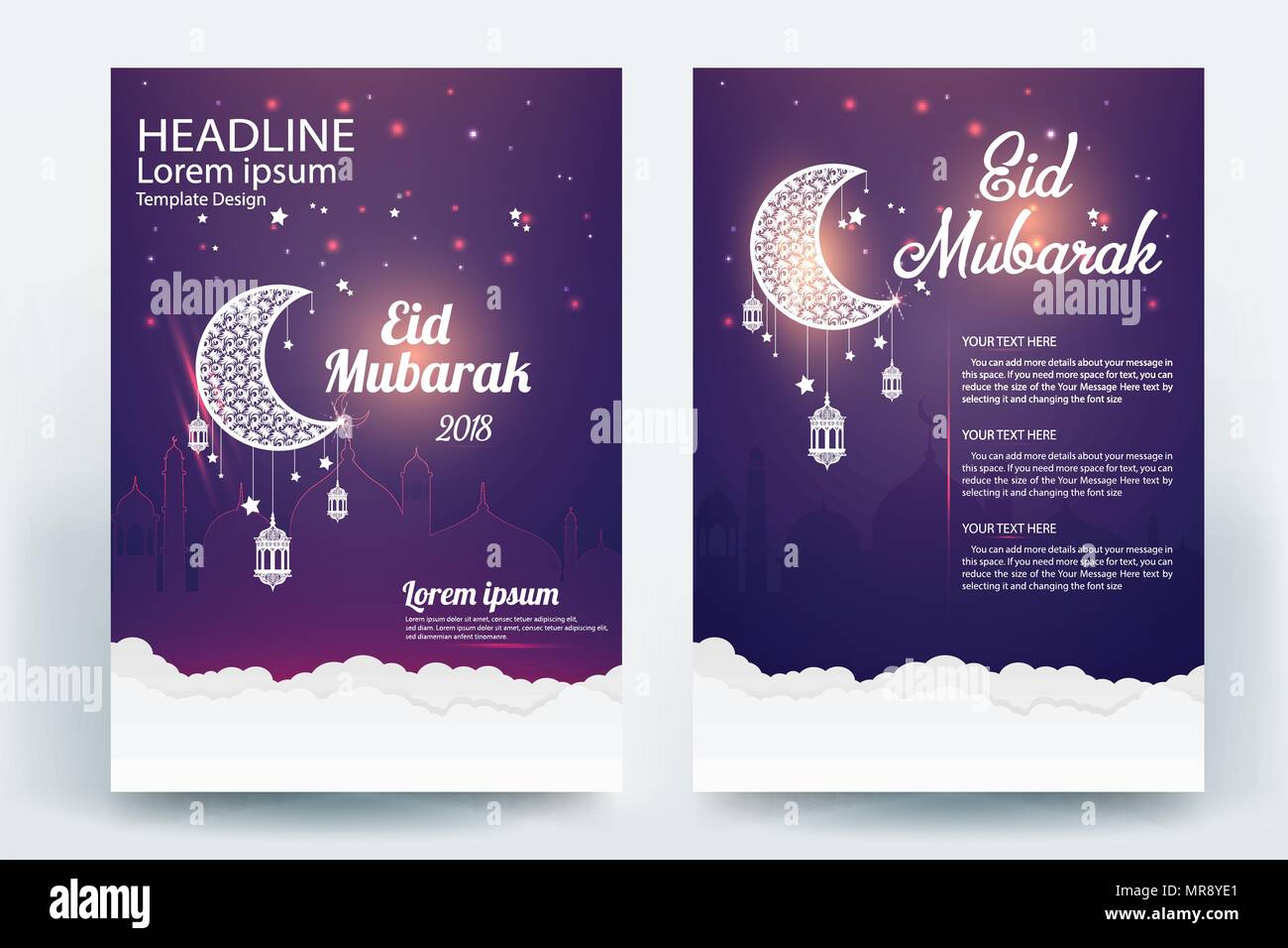 Schone Eid Mubarak Flyer Broschure Vector Template Design Stock Vektorgrafik Alamy