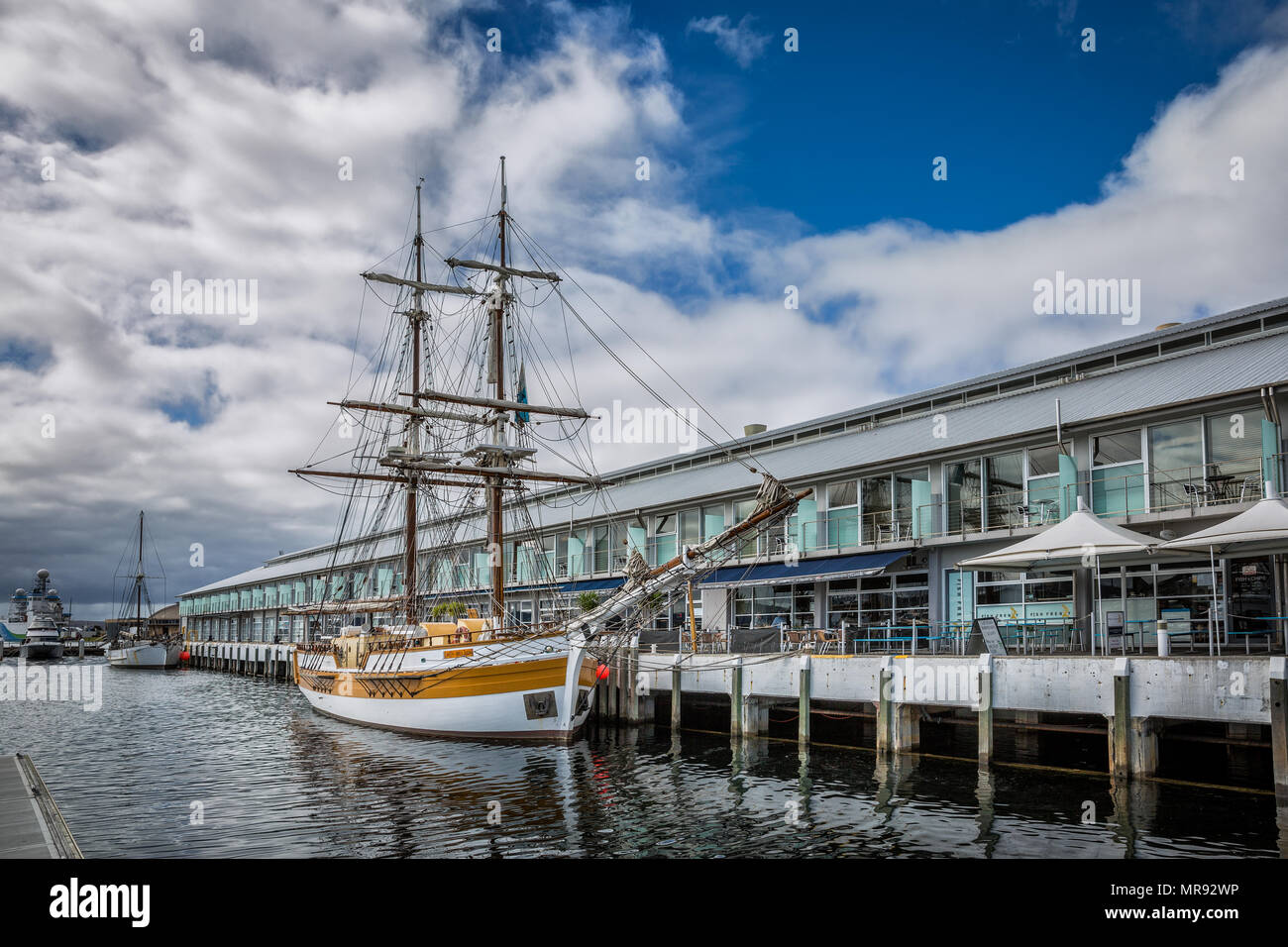 Twin Dreimaster segeln die Lady Nelson in Hobart, Tasmanien, Australien, Schiff Stockfoto