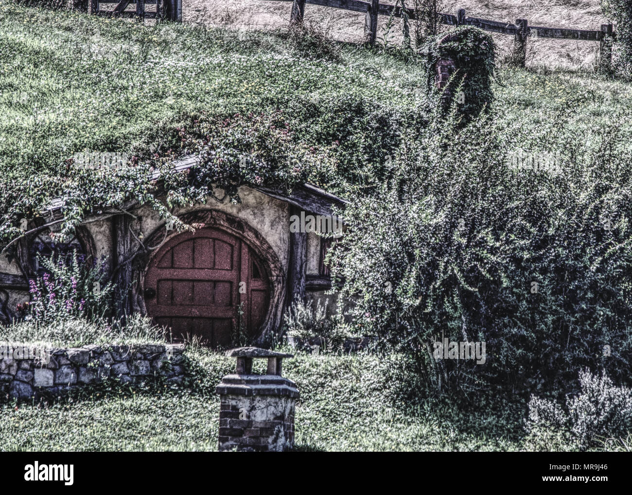 Hobbit Loch in Hobbiton, Nz Stockfoto