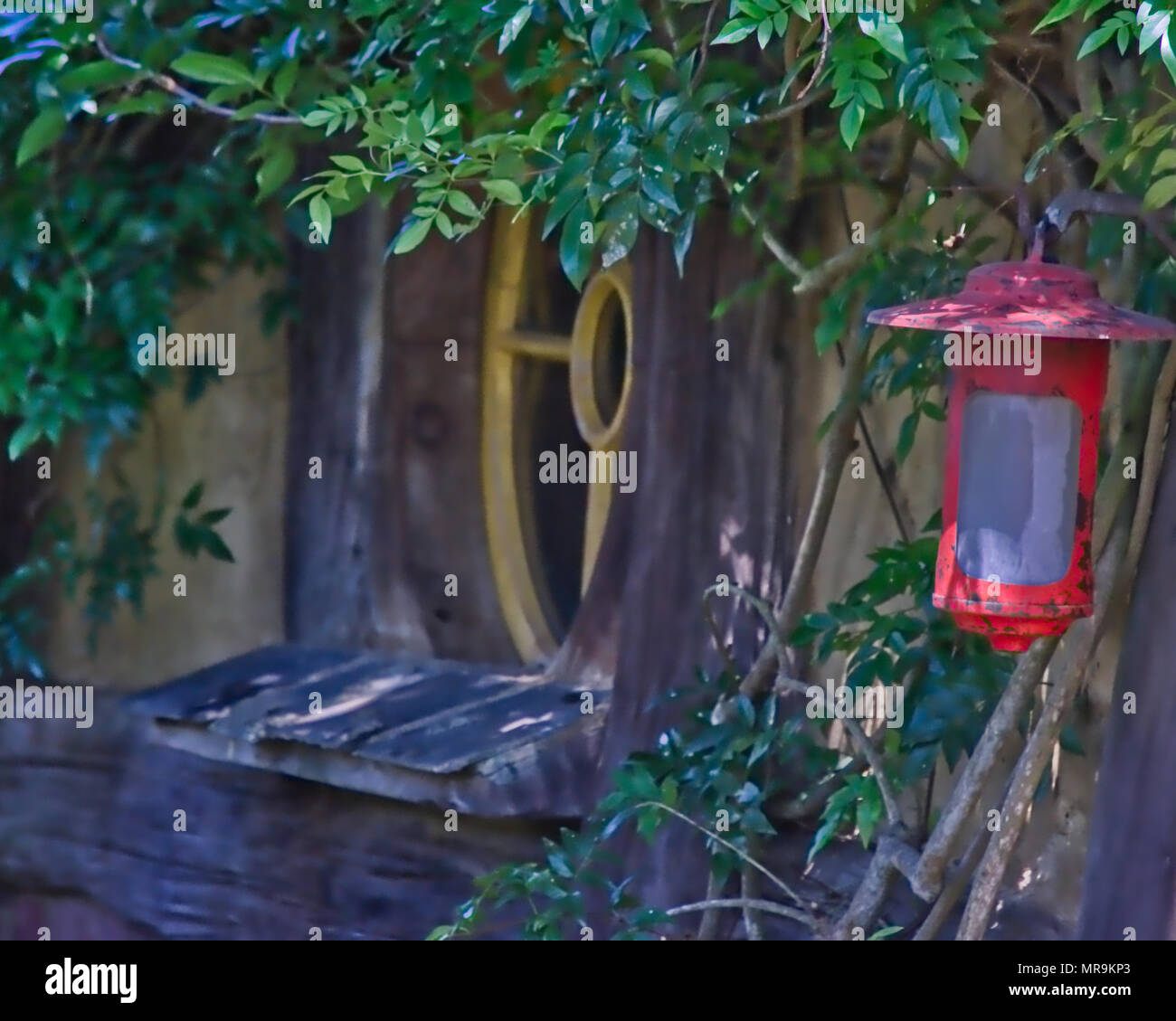 Fenster eines hobbit Loch in Hobbiton, Nz Stockfoto