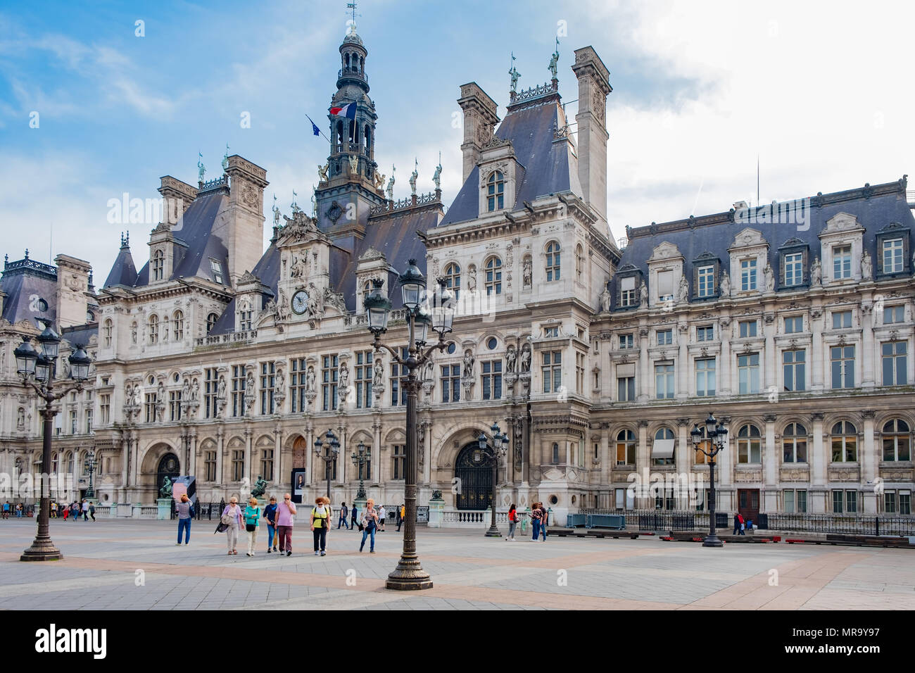 Hotel de Ville oder Stadt Hall hat die Stadtverwaltung von Paris untergebracht seit 1357. Stockfoto