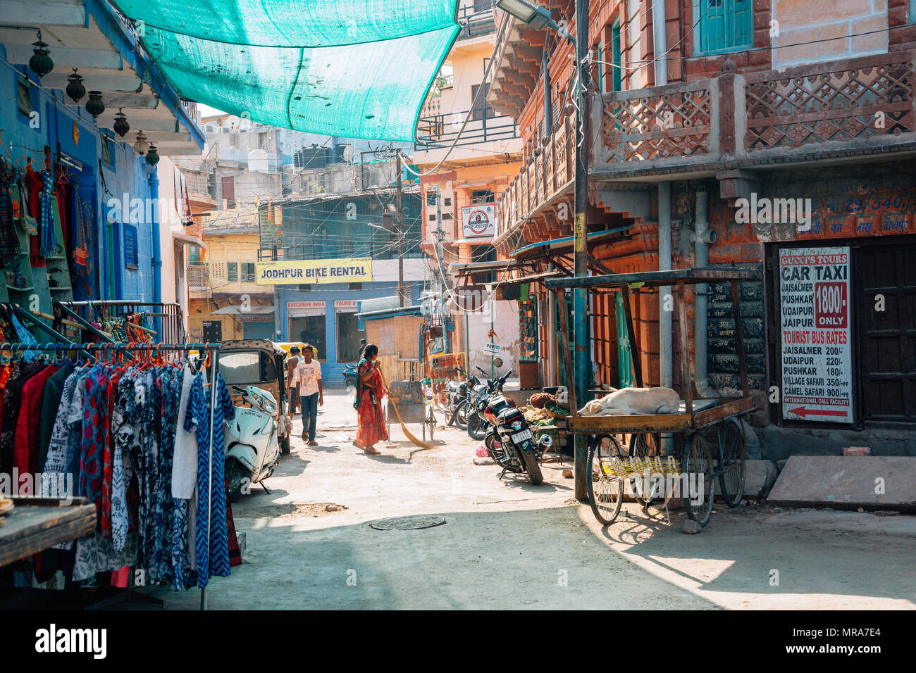 Jodhpur, Indien - Dezember 2, 2017: Old Market Street Stockfoto