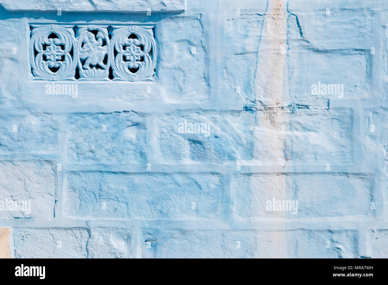 Blaue Farbe Wand in Jodhpur, Indien Stockfoto