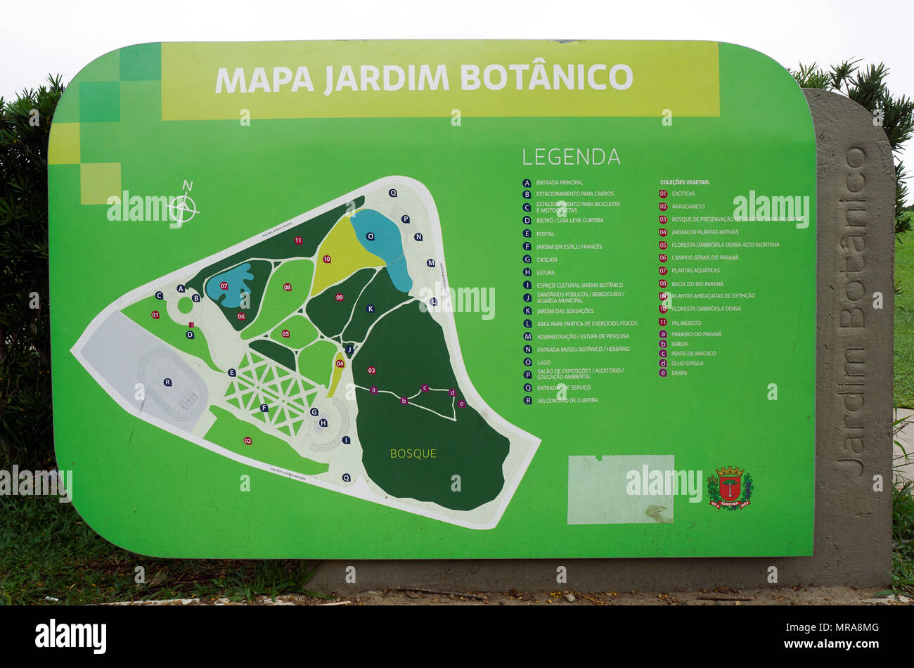 Botanischer Garten Karte Stadt Curitiba Brasilien Lokalisierung Attraktion Informationen Stockfoto