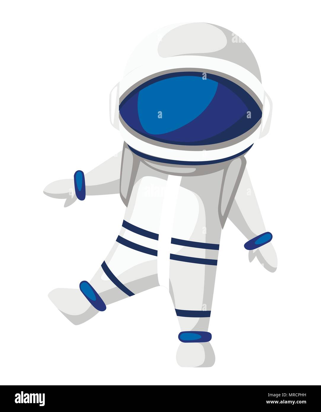 Abbildung: Astronaut. Cartoon Character Design. Cute Astronaut wandern im Raum. Vector Illustration auf weißem Hintergrund. Stock Vektor