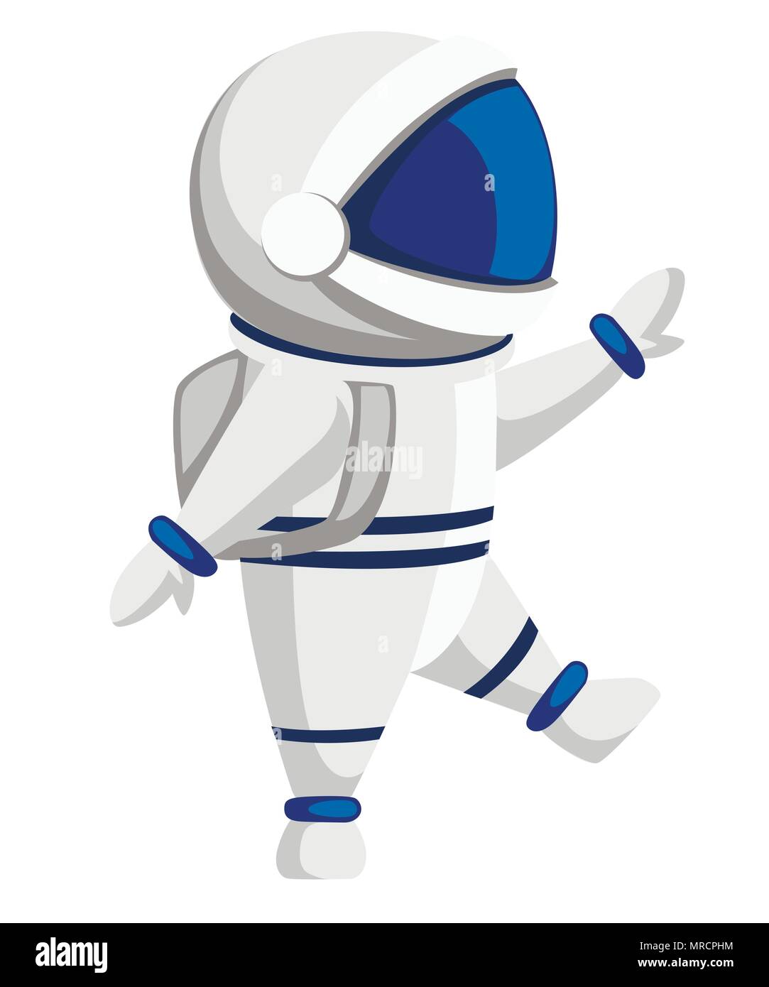 Abbildung: Astronaut. Cartoon Character Design. Cute Astronaut springen im Raum. Vector Illustration auf weißem Hintergrund. Stock Vektor