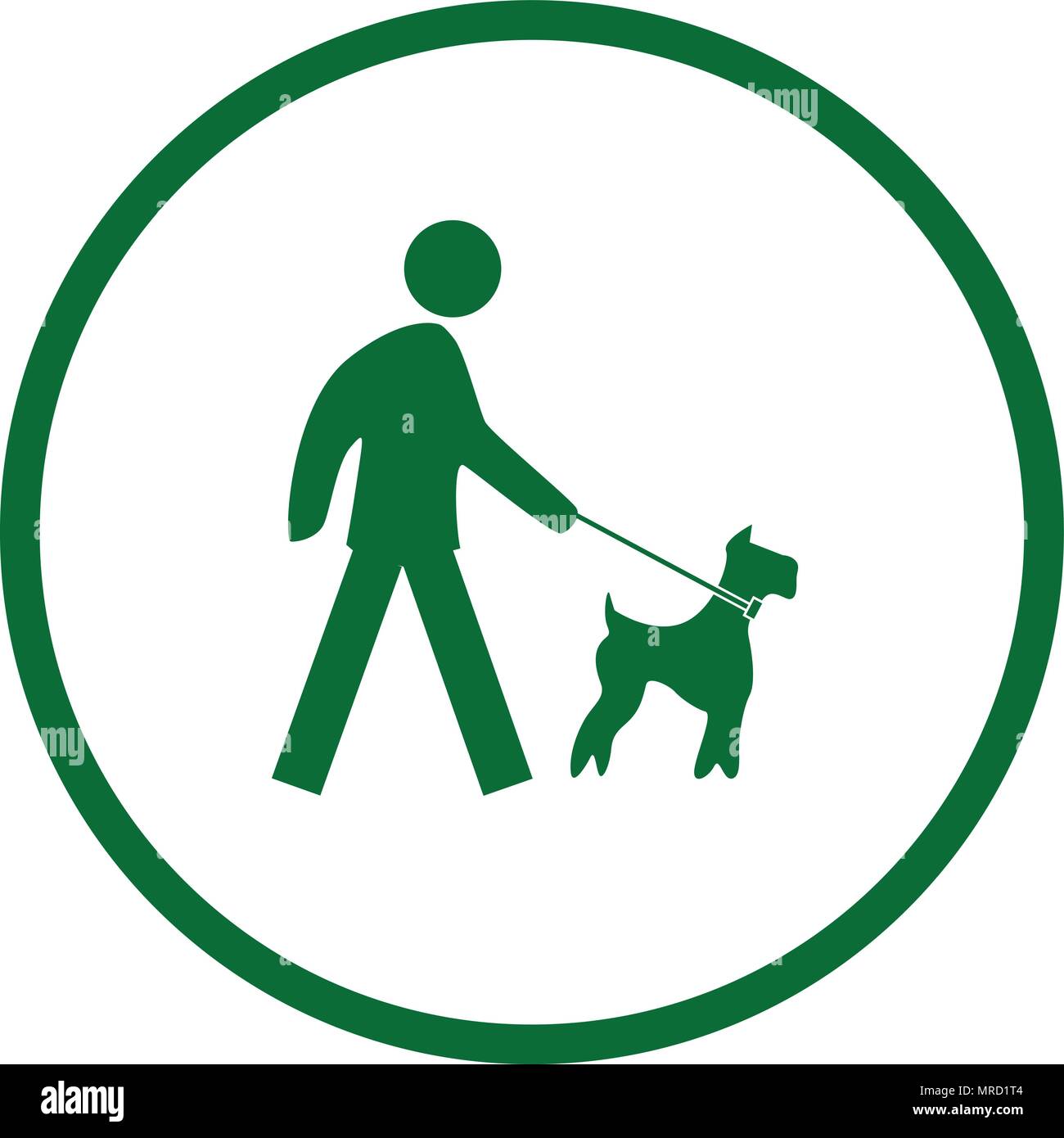 Hund an der Leine verbieten Zeichen Farbe Vector Illustration Stock Vektor