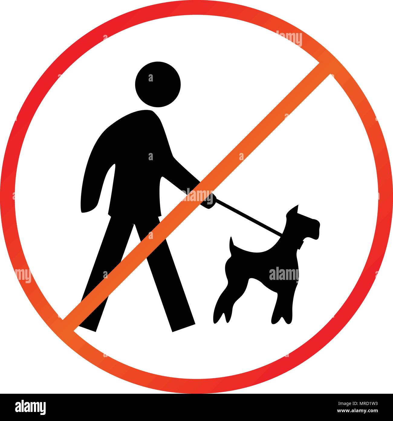 Hund an der Leine verbieten Zeichen Farbe Vector Illustration Stock Vektor