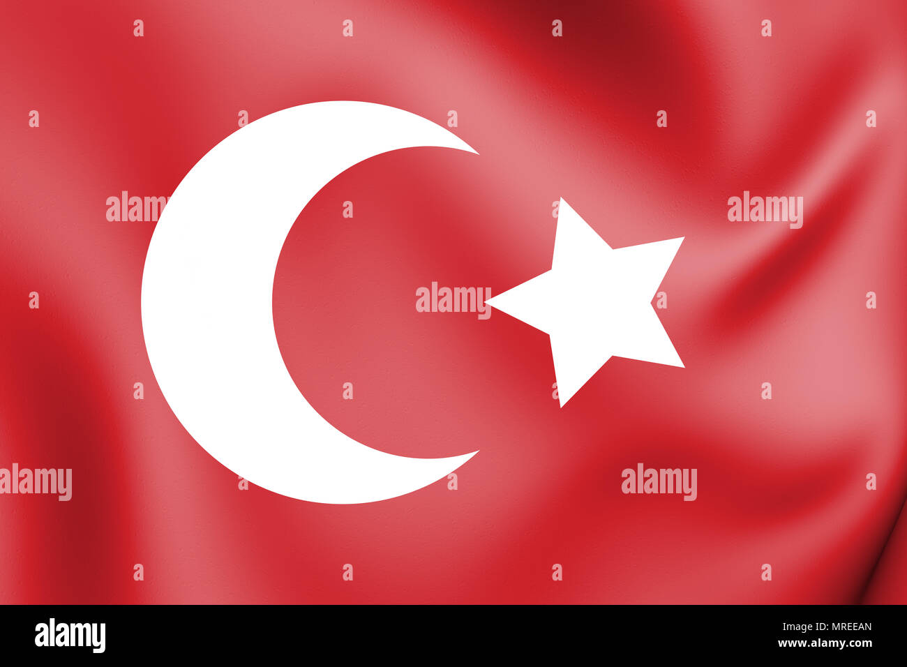 3D Flagge von Ottoman-Reich (1299-1923). 3D Illustration. Stockfoto