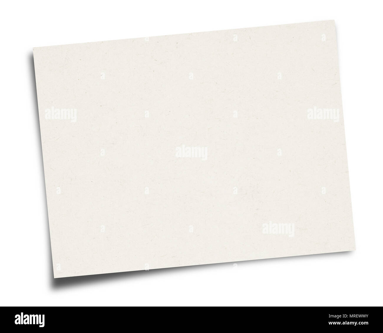 Weißes Blatt Papier auf weißem Hintergrund Stockfoto
