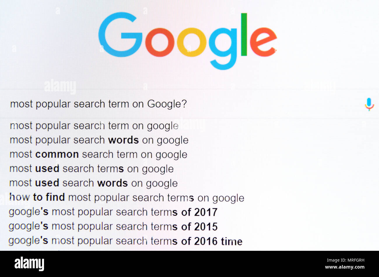 Screenshot einer Google Suche über Google Stockfoto