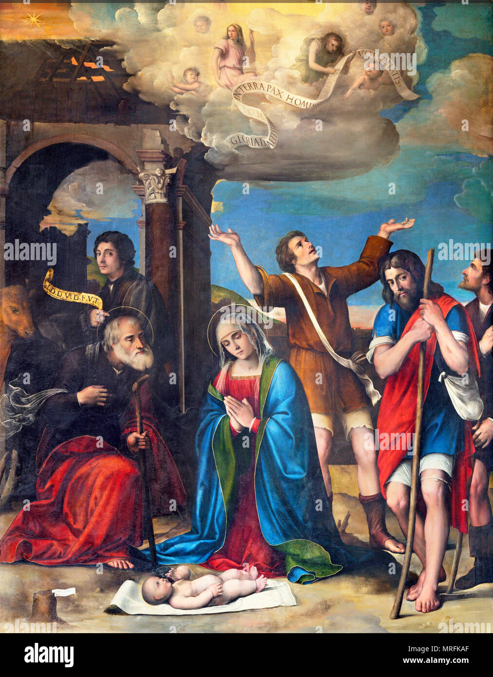 PARMA, Italien - 16 April 2018: Der renaisance Malerei der Geburtskirche im Dom von Giacomo und Giulio Francia (1519). Stockfoto