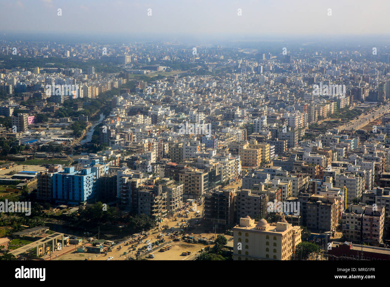 Ansicht von oben auf die Stadt Dhaka, Bangladesch Stockfoto