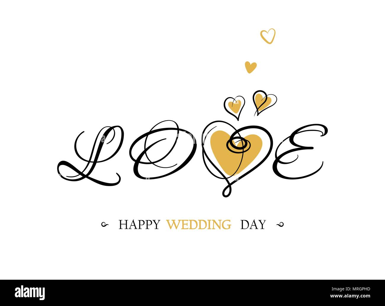 Liebe. Hochzeit Grußkarte. Elegante Schriftzug mit abstrakten Herz. Vector Illustration. Stock Vektor