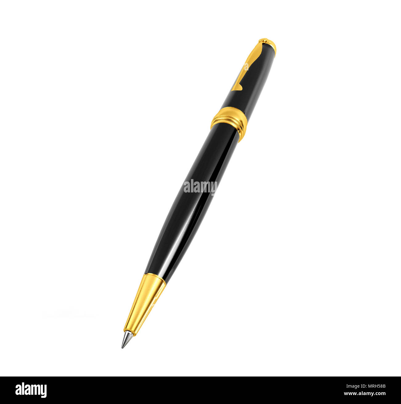 Schwarzer Stift auf weißem Hintergrund, 3D-Rendering Stockfoto
