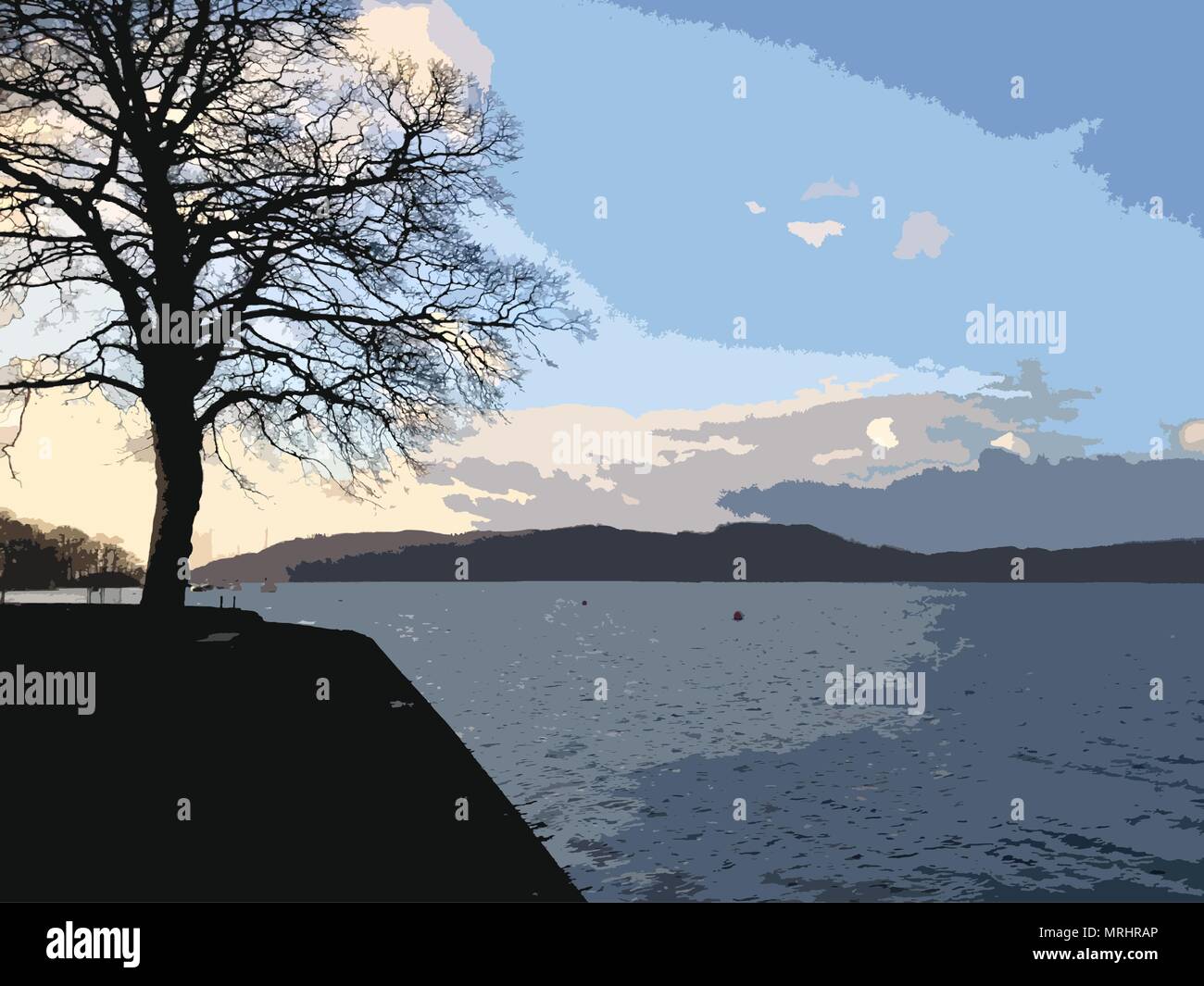 Lake Windermere, Ambleside, Cumbria, England. Stock Vektor