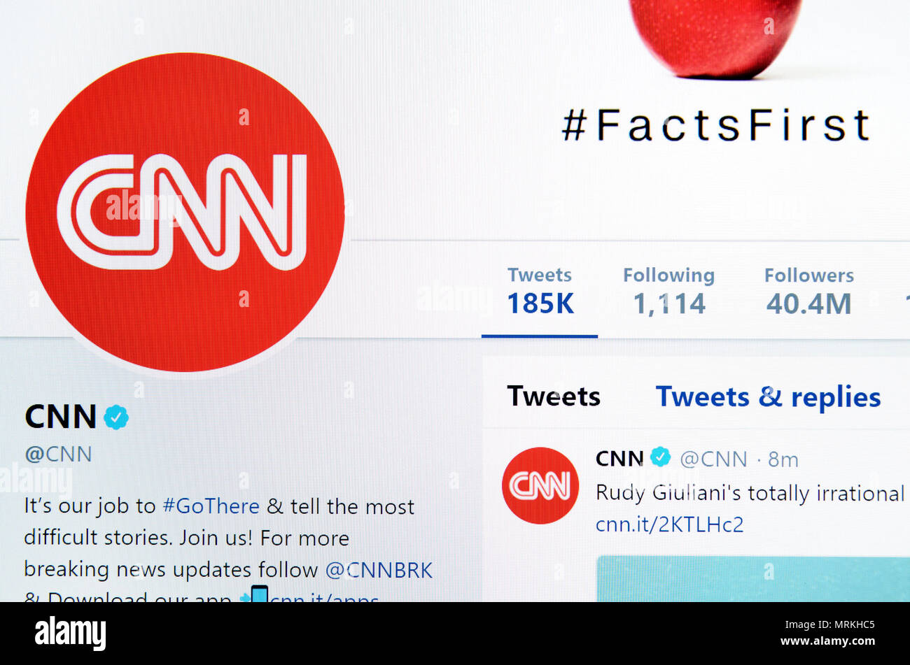 CNN Twitter Seite (2018) Stockfoto