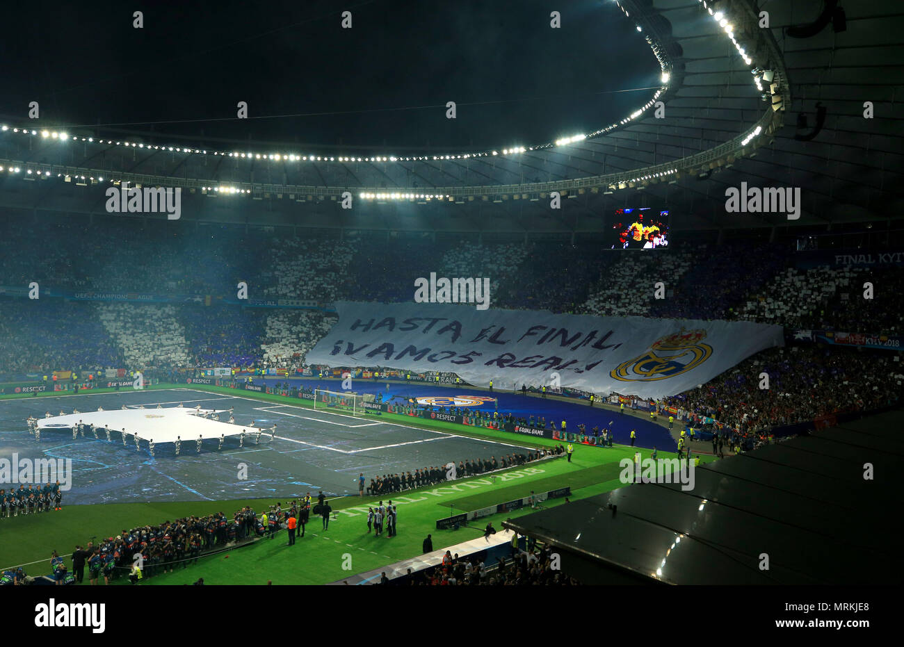 Allgemeine Ansicht der Pitch vor der UEFA Champions League Finale bei den NSK Olimpiyskiy Stadion, Kiew. PRESS ASSOCIATION Foto. Bild Datum: Samstag, 26. Mai 2018. Siehe PA-Geschichte Fussball Champions League. Foto: Peter Byrne/PA-Kabel Stockfoto