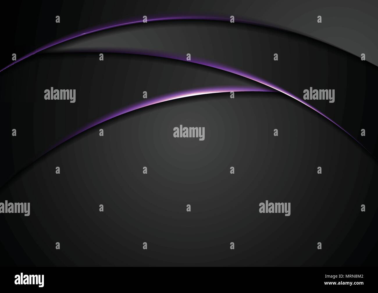Schwarz gewellt Hintergrund mit glühenden violette Linien. Vektor Design Stock Vektor