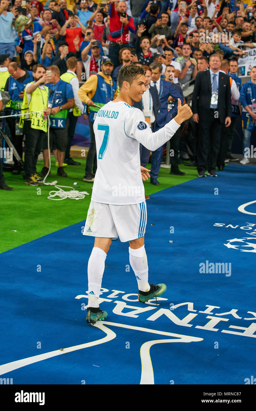 UEFA Champions League Finale, Fussball, Kiew, Mai 26, 2018 Cristiano  Ronaldo Real Madrid 7 Feier 5 Titel REAL MADRID - FC Liverpool 3-1 Fussball  UEFA Champions League, Finale, Kiew, Ukraine, 26. Mai