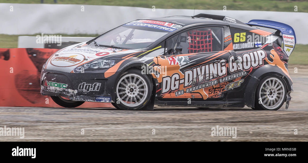 27. Mai 2018, Silverstone, Towcester, England; Cooper reifen Welt RX von Großbritannien, die SpeedMachine Festival; Jami Kalliomaki (FIN) für Team Werbeaktionen während der RX internationalen Rallycross Halbfinale Stockfoto