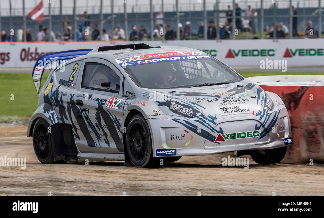 27. Mai 2018, Silverstone, Towcester, England; Cooper reifen Welt RX von Großbritannien, die SpeedMachine Festival; Ben Philip Gundersen (NOR) für Team JC Raceteknic während der Qualifizierung 3 von der RX2 Rallycross Meisterschaft Stockfoto