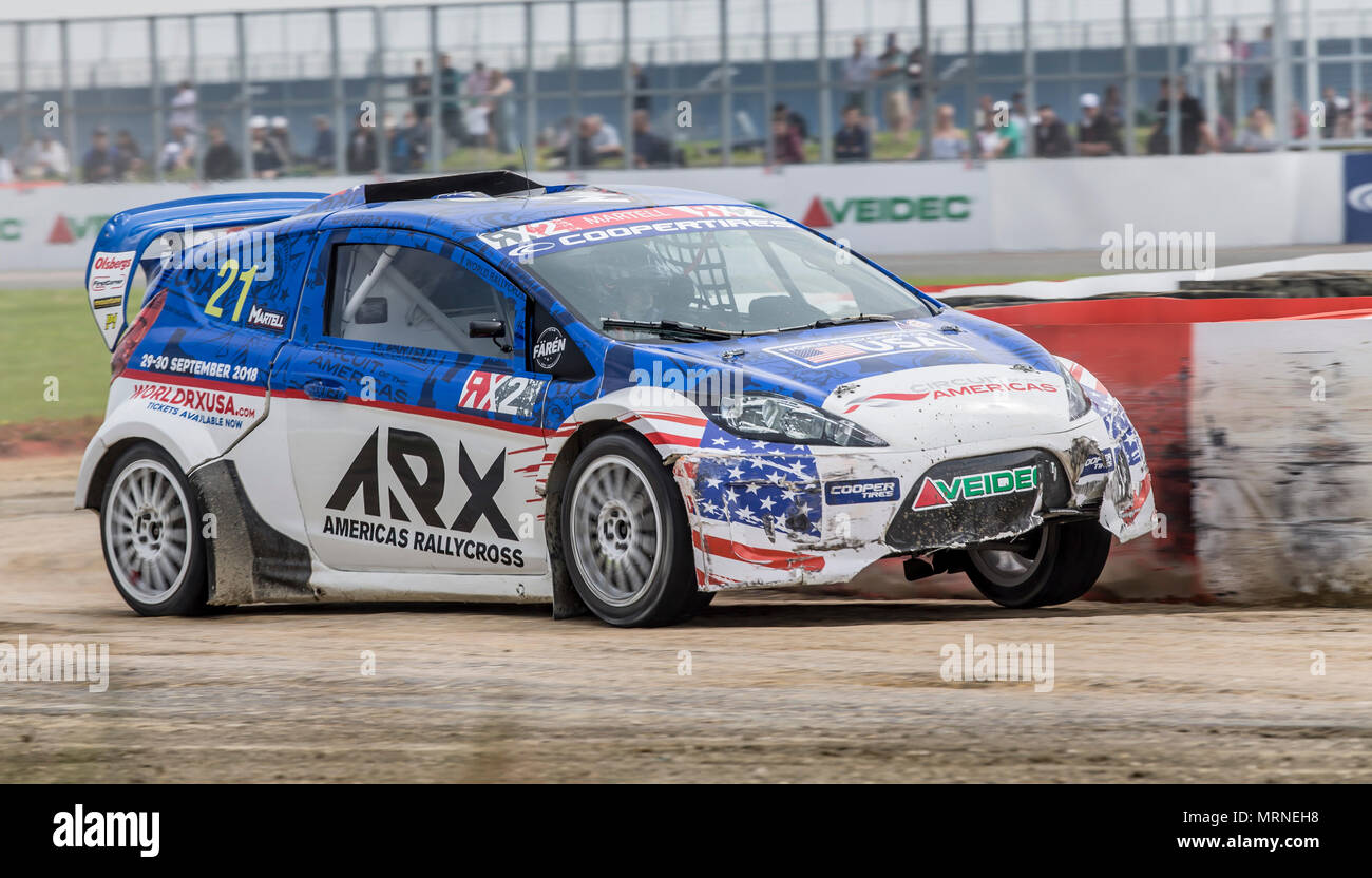 Silverstone Circuit, Towcester, UK. 27. Mai, 2018. Cooper reifen Welt RX von Großbritannien, die SpeedMachine Festival; Connor Martell (USA) für Team Faren während der Qualifizierung 3 von der RX2 Rallycross Meisterschaft Credit: Aktion plus Sport/Alamy leben Nachrichten Stockfoto