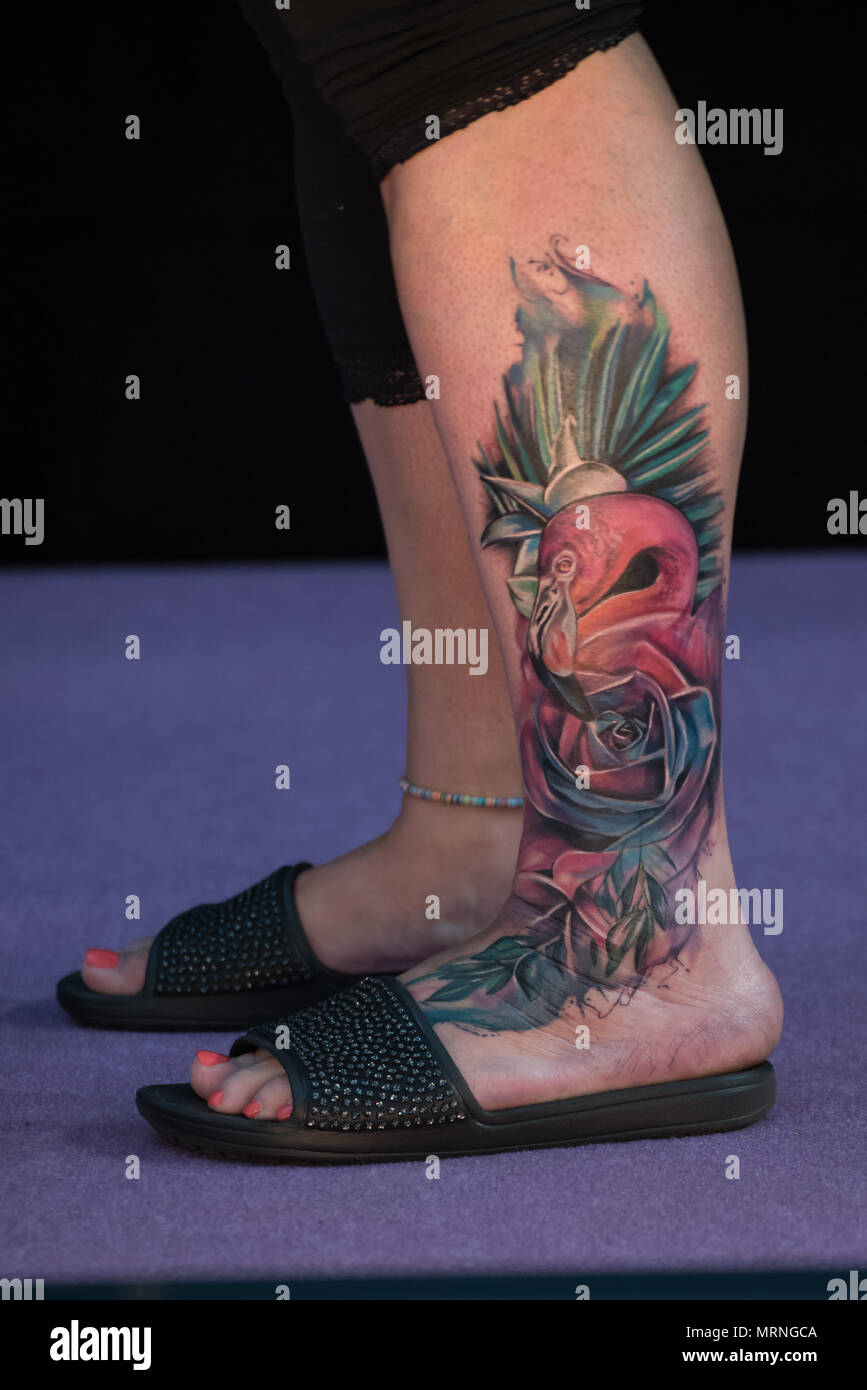 Tattoo Wettbewerbe am Great British Tattoo, Tattoo Wettbewerbe und die Puppe UK am 26. Mai 2018, London, UK. Stockfoto