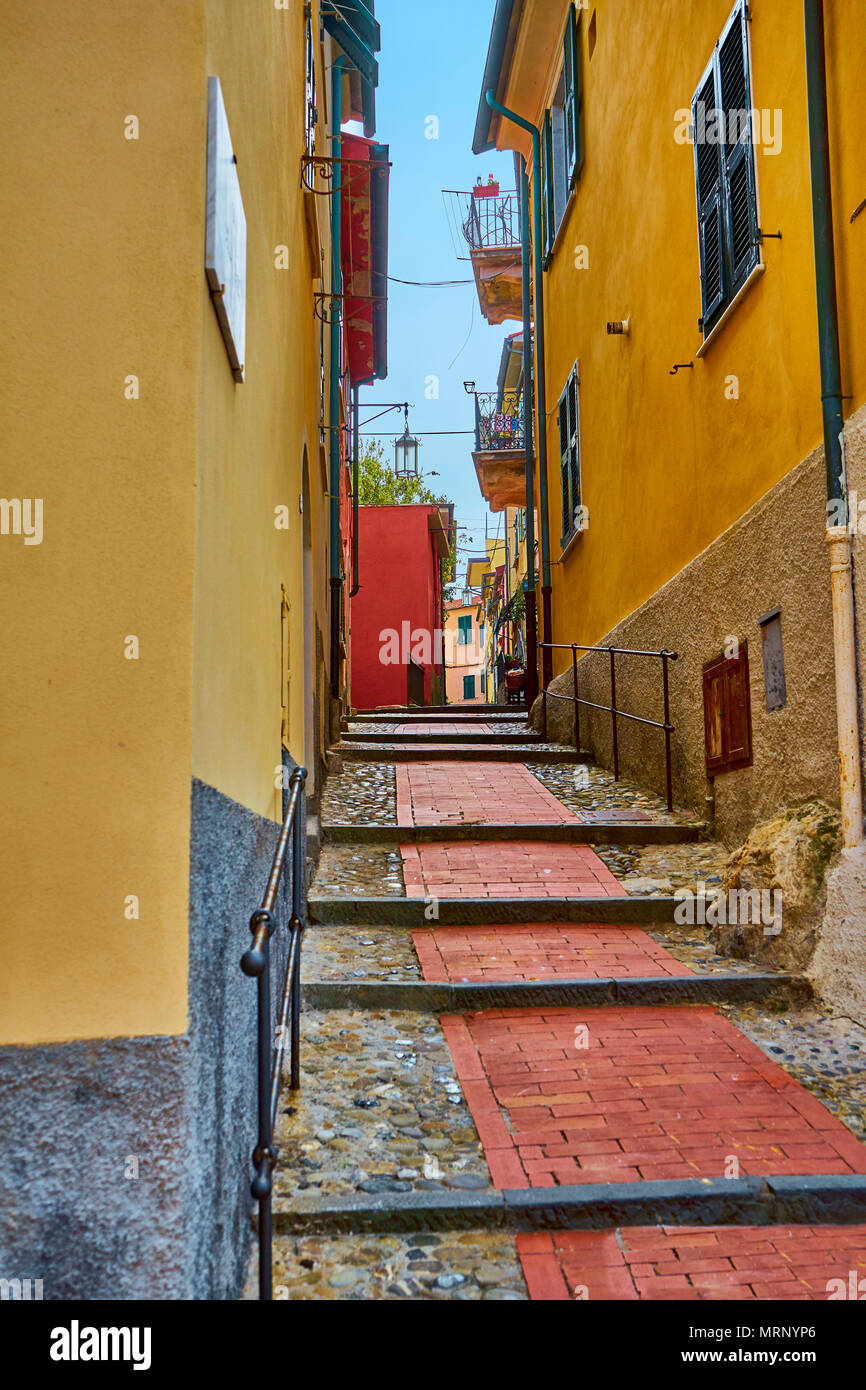 Typischen engen italienischen Straßen in der malerischen Stadt Lerici Ligurien Italien Stockfoto