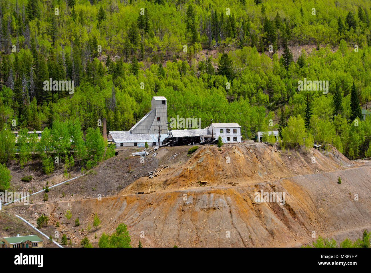 Verlassene Goldmine in Colorado Stockfoto