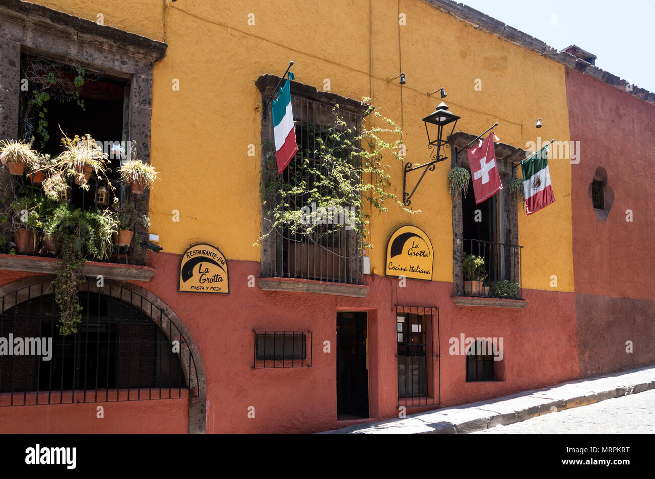 La Grotta, einem italienischen Restaurant in San Miguel de Allende, Mexiko Stockfoto