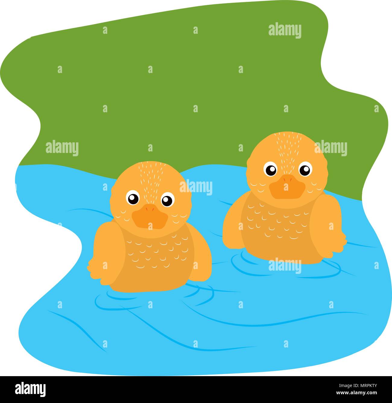 Niedliche enten Tier in die Flusslandschaft Stock Vektor