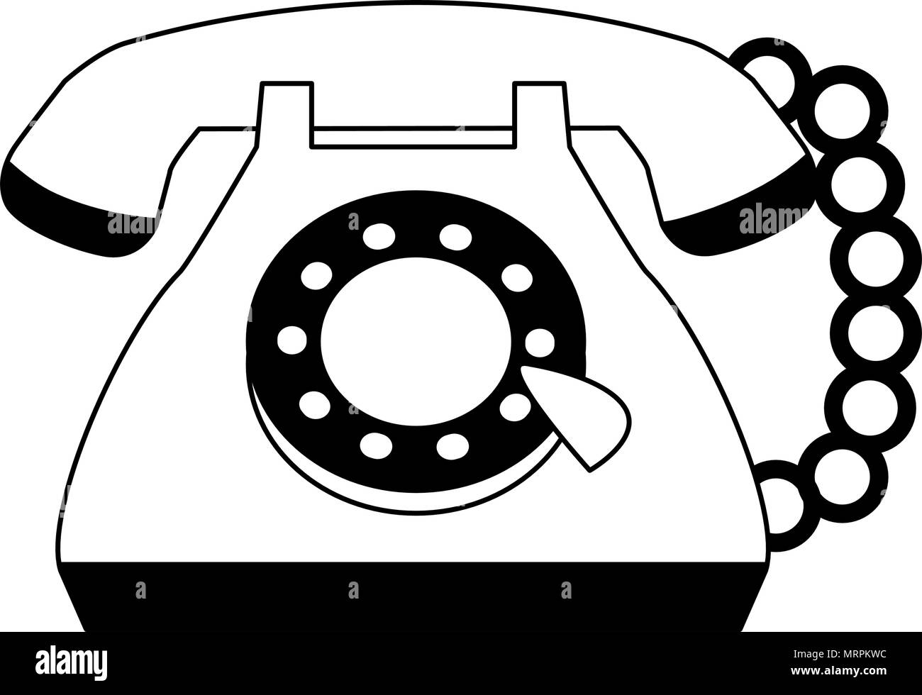 Jahrgang Telefon Cartoon In Den Farben Schwarz Und Weiss Stock Vektorgrafik Alamy