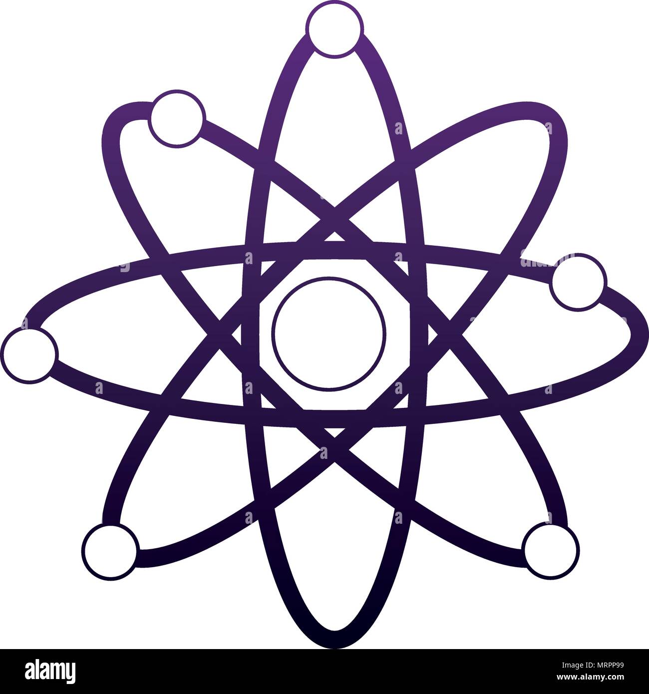 Atom Wissenschaft Symbol In Violette Linien Stock Vektorgrafik Alamy