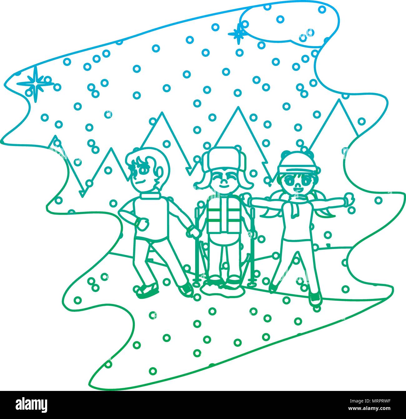 Beeinträchtigt die Kinder spielen im Schnee und Winter Wetter Stock Vektor