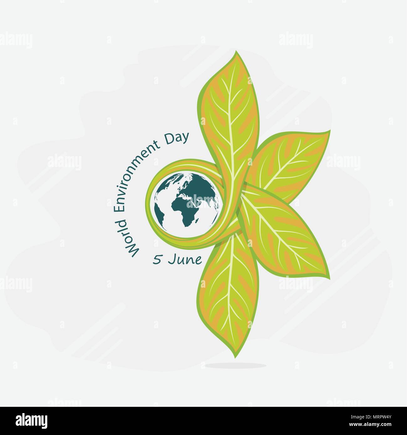 Globus und Blatt unterschreiben. Tag der Umwelt Konzept Vektor logo Vorlage. Juni 5st World Environment Day Konzept. Tag der Umwelt Bewusstsein Stock Vektor