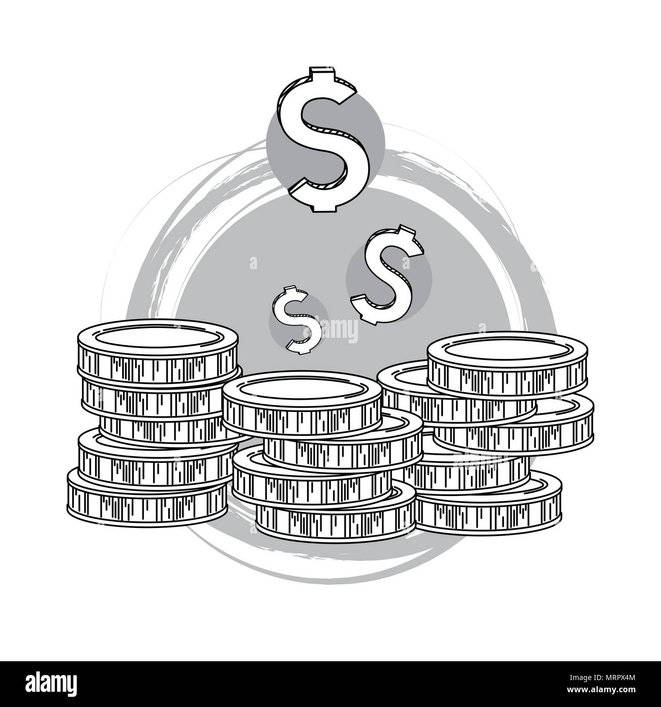 Hand zeichnen Geld und Geschäft cartoons Stock Vektor