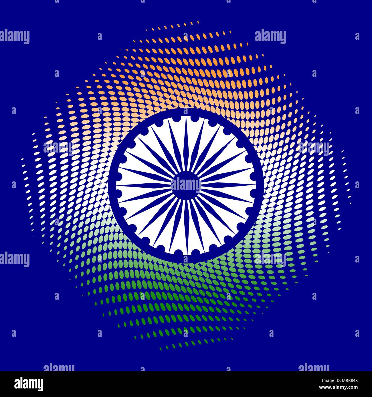Tag der Unabhängigkeit von Indien. Am 15. August. Die Farben der Flagge ist  Grün, Weiß, Safran. Blaue Rad mit 24 Speichen. Blauer Hintergrund  Stock-Vektorgrafik - Alamy