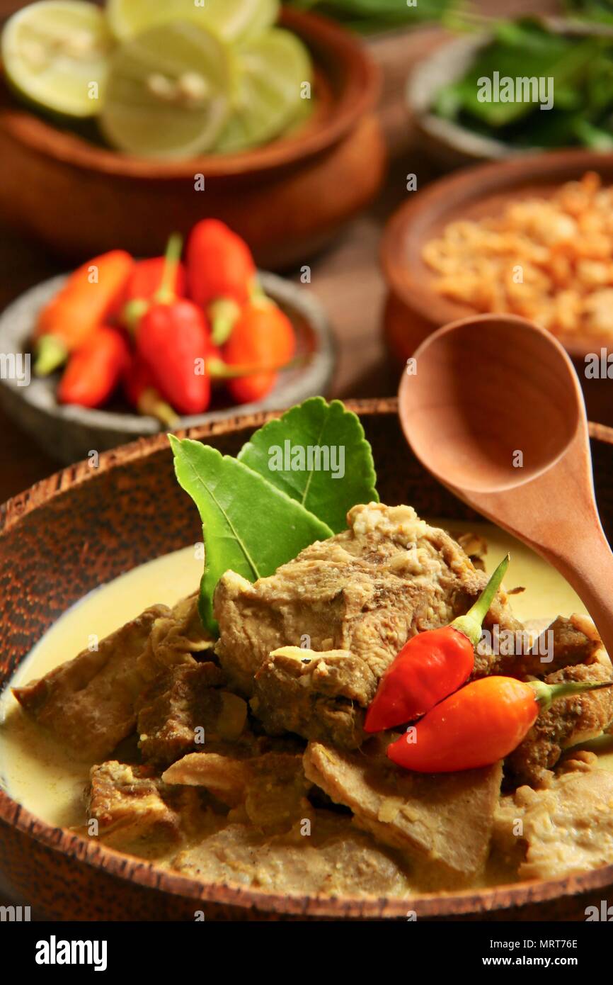 Gulai Kambing. Traditionellen javanischen Hammel Suppe Curry. Stockfoto