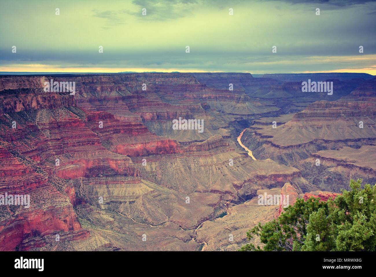 South Rim Grand Canyon vor Sonnenuntergang, Arizona, USA. Stockfoto
