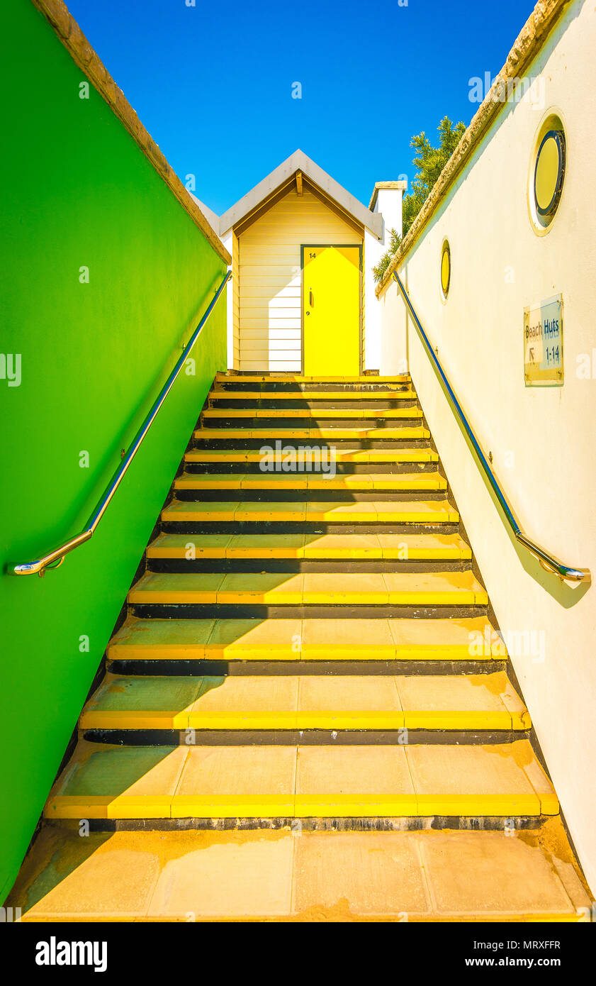 BEACH HUT IN SWANAGE, Dorset Stockfoto