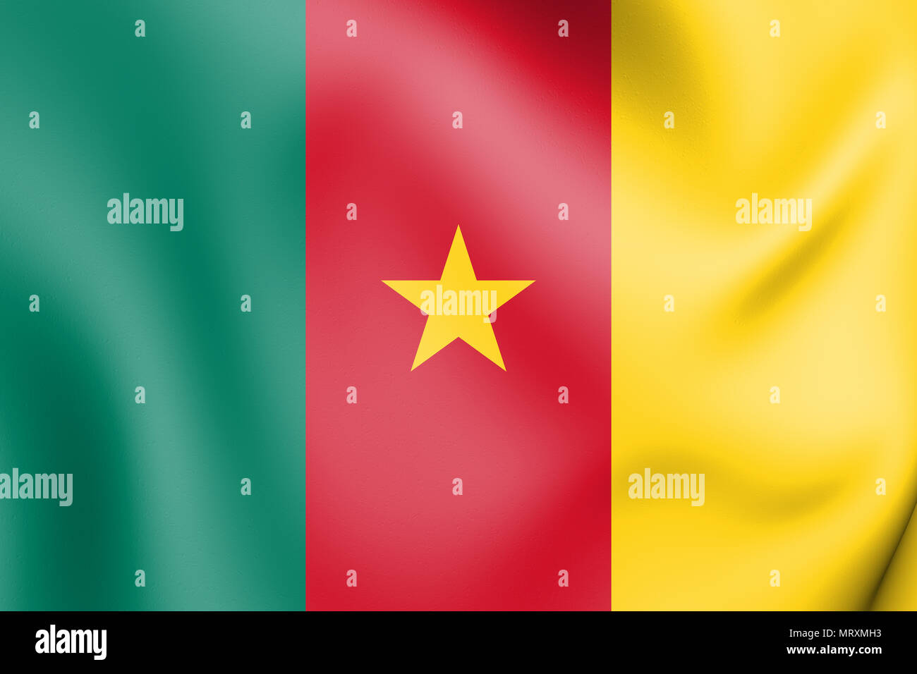 3D-Flagge Kamerun. 3D-Darstellung. Stockfoto