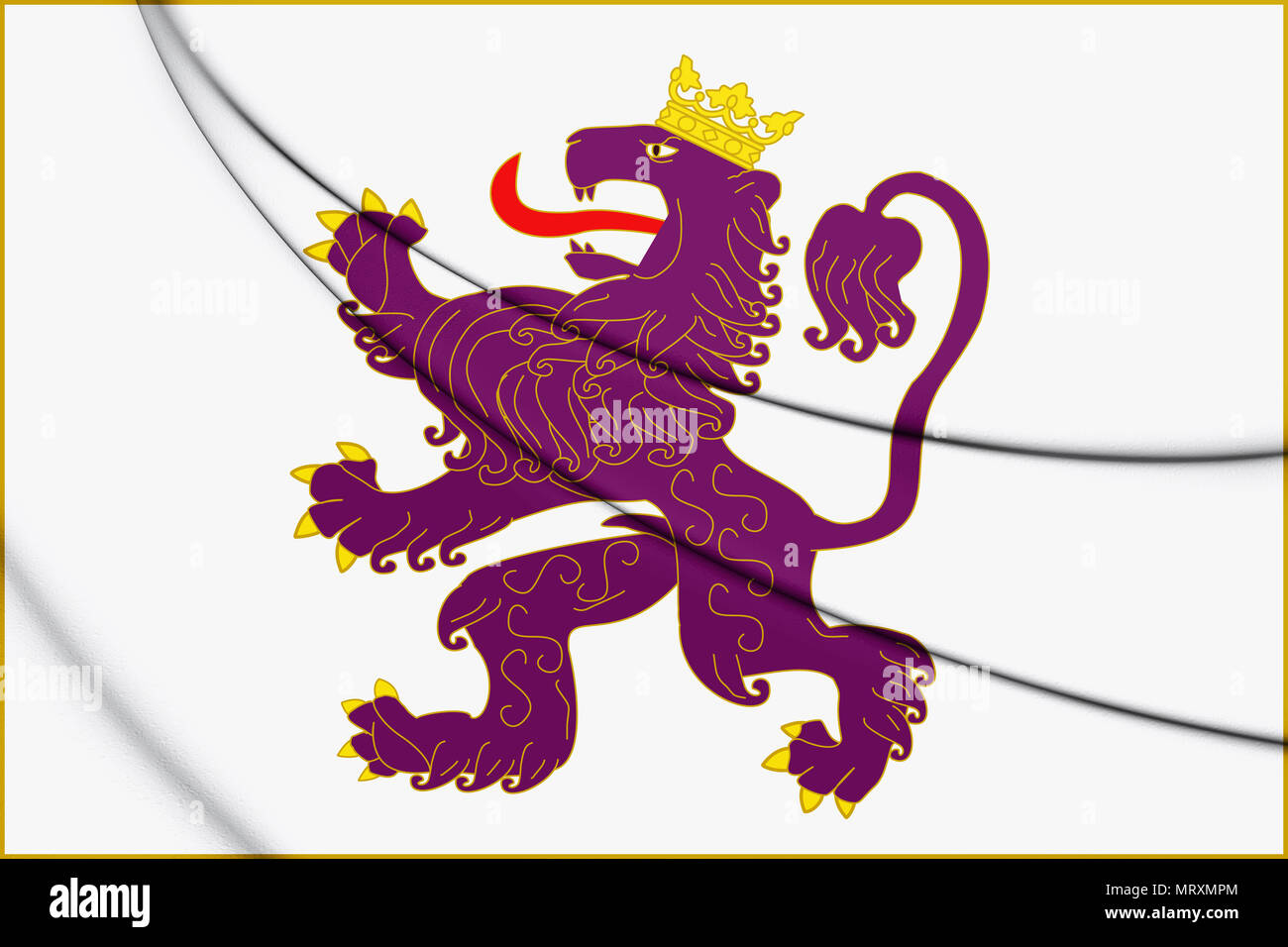 3D-Flagge des Königreichs Leon. 3D-Darstellung. Stockfoto
