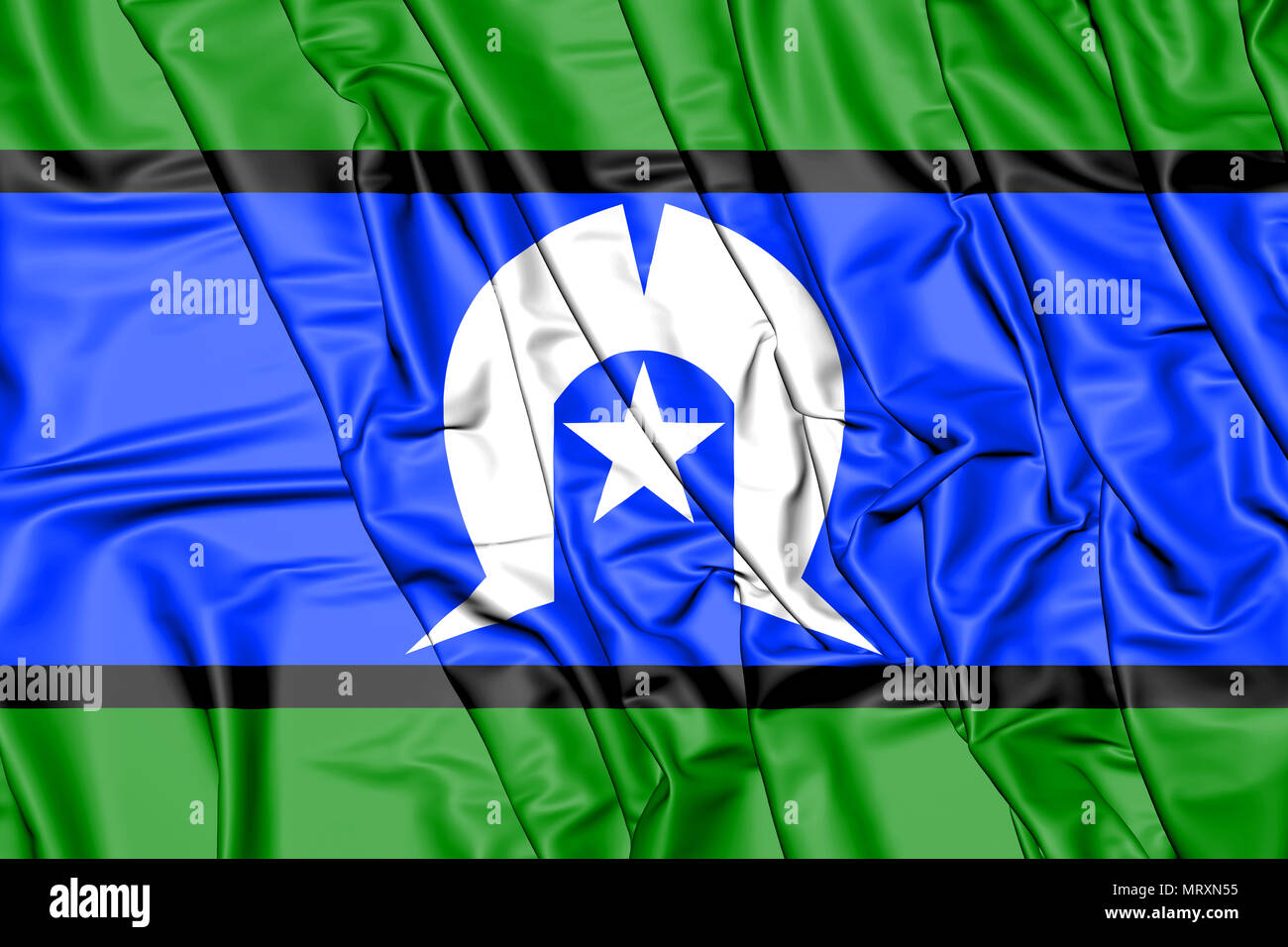 3D-Flagge Torres Strait Islanders. 3D-Darstellung. Stockfoto