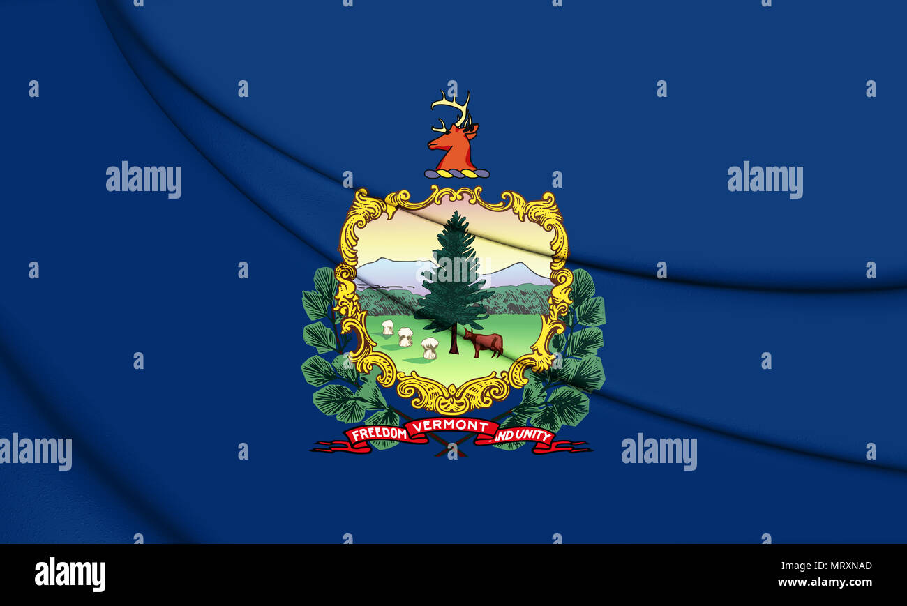 3D-Flagge Vermont State, USA. 3D-Darstellung. Stockfoto