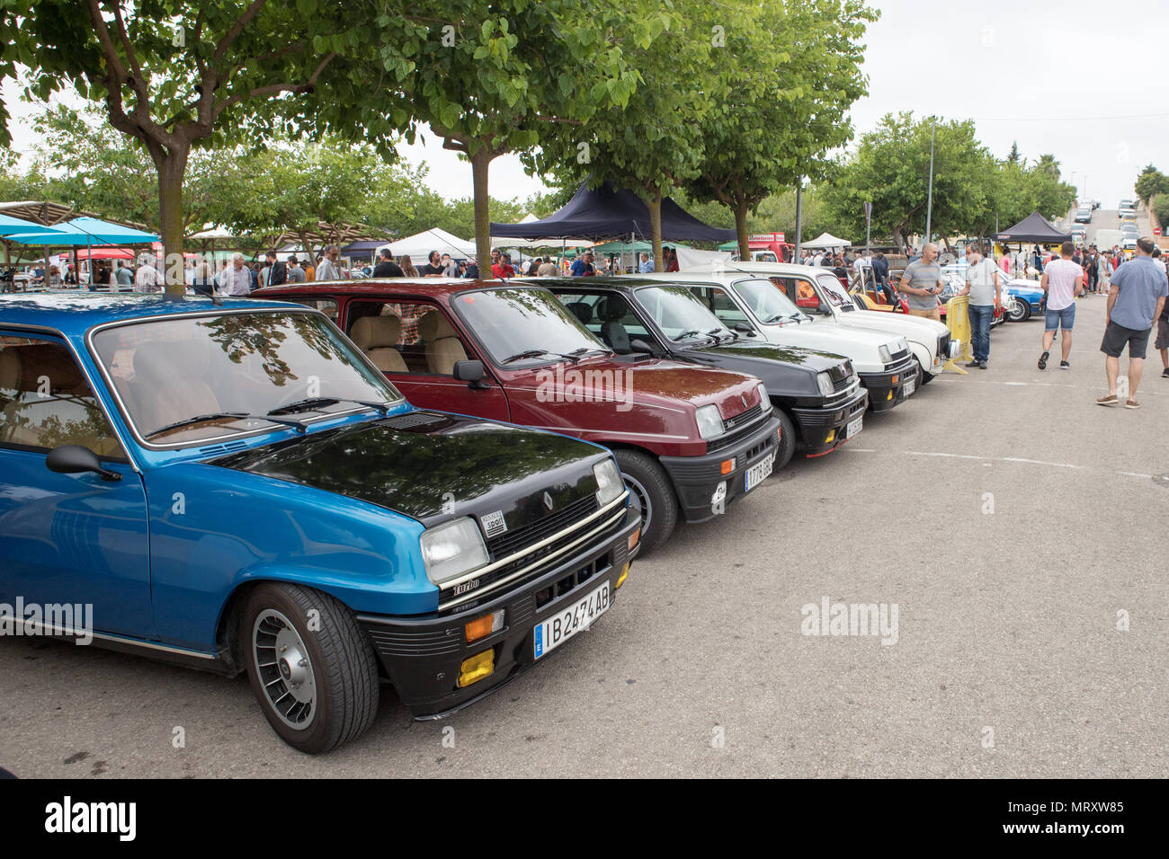 Renault R5 classic car, fair Mallorca Spanien Stockfoto