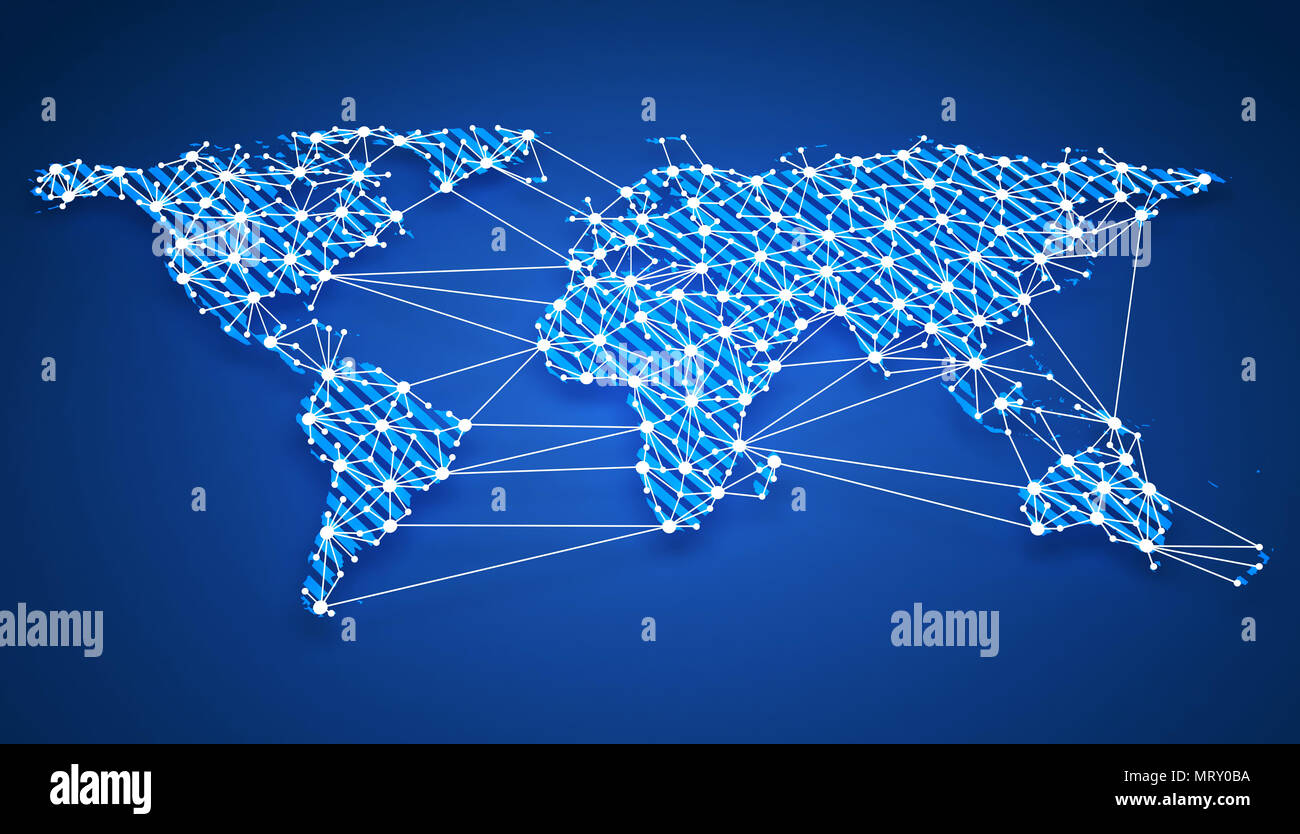 World-Wide-Web auf blauem Hintergrund. 3D illustration Stockfoto