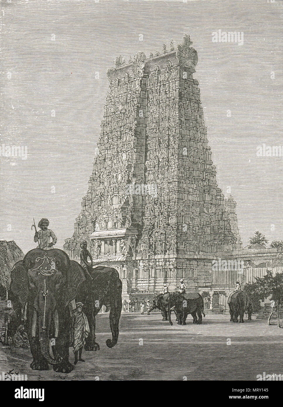 Gopuram von Meenakshi Tempel, Madurai, Tamil Nadu, Indien Stockfoto