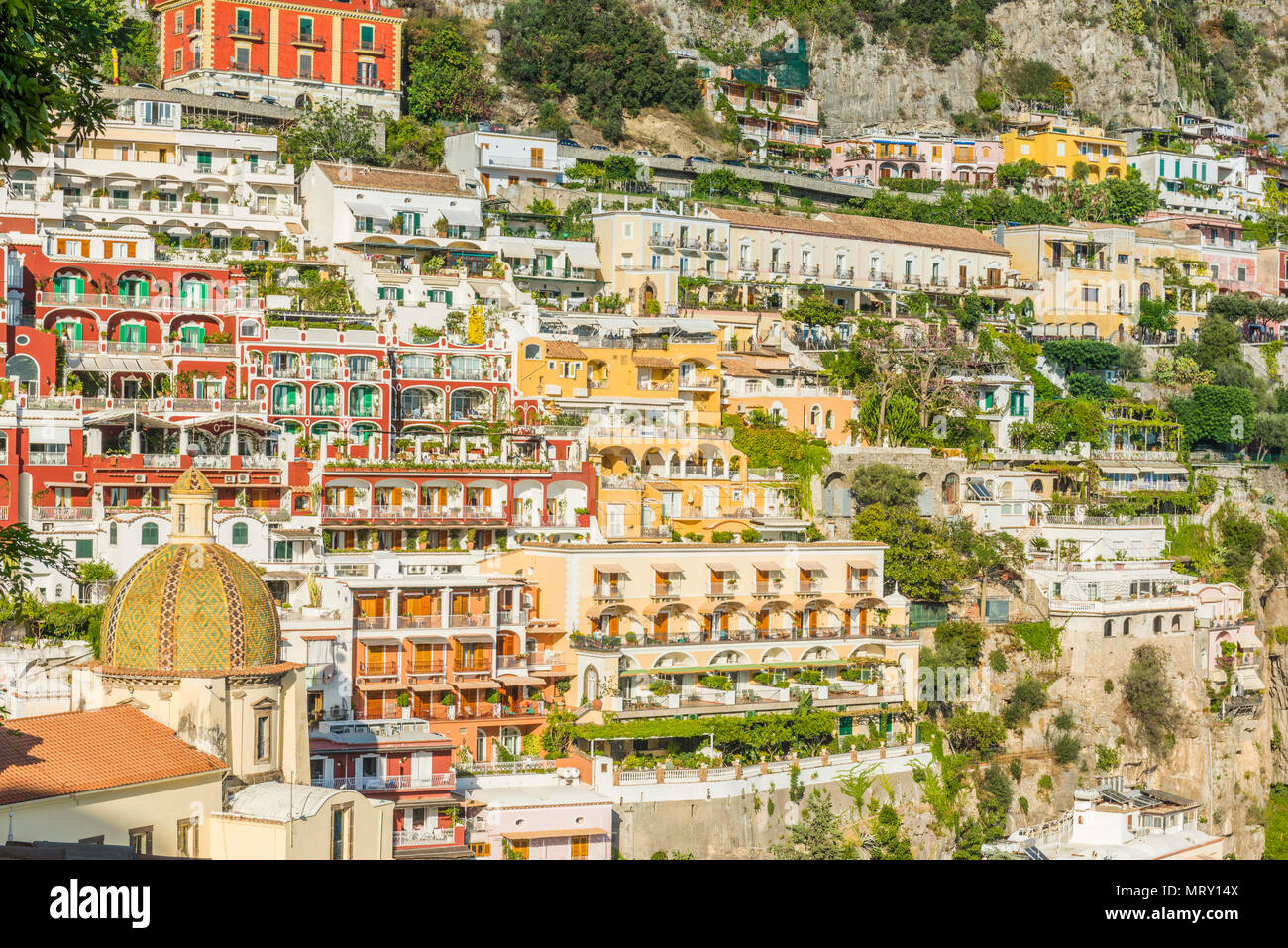 Positano, Amalfi, Salerno, Kampanien, Italien. Stockfoto