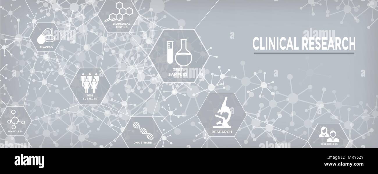 Medizinische Versorgung Symbole w Menschen Charting Krankheit oder wissenschaftliche Entdeckung Web Header Banner Stock Vektor